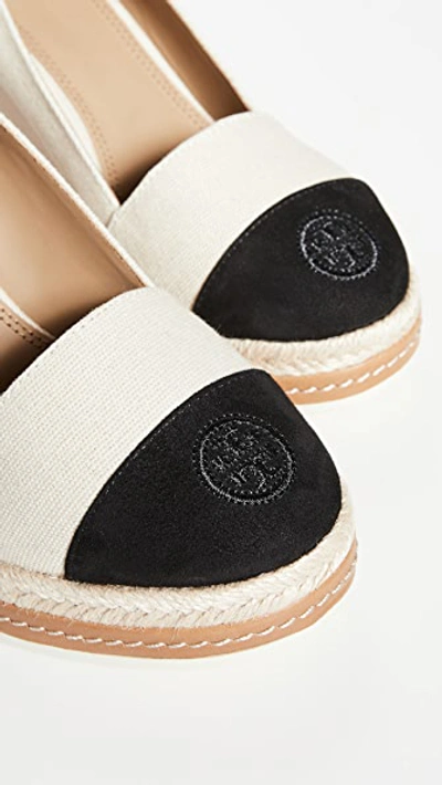 Shop Tory Burch Colorblock Wedge Espadrilles 105mm In Cream/perfect Black/desert Cam