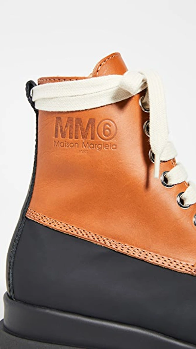 Shop Mm6 Maison Margiela Combat Boots In Bran/black