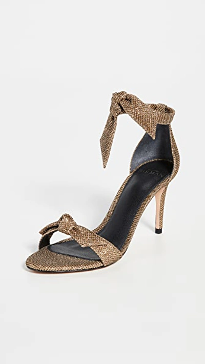 Shop Alexandre Birman Clarita 75mm Fabric Sandals In Oro