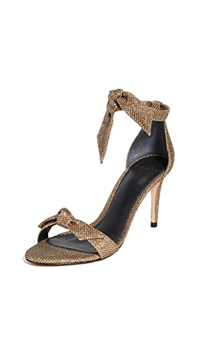 Shop Alexandre Birman Clarita 75mm Fabric Sandals In Oro