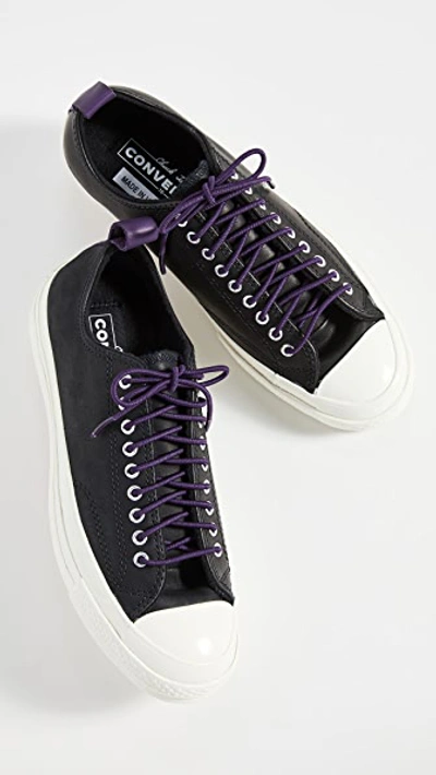 Shop Converse Chuck 70 Fleece Leather Ox Sneakers In Black/grand/purple/egret