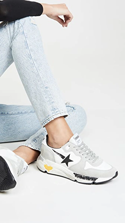 Shop Golden Goose Running Sole Sneakers In White/black Star