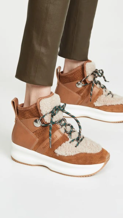 Shop See By Chloé Casey Shearling Sneakers In Natural