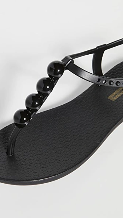 Shop Ipanema Pearl T-strap Sandals In Black/black