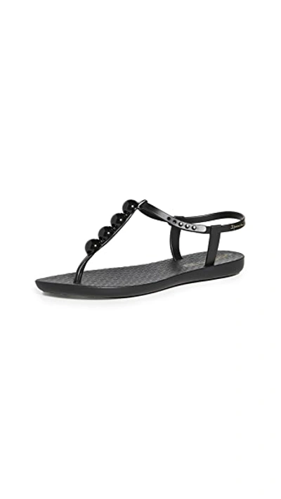 Shop Ipanema Pearl T-strap Sandals In Black/black