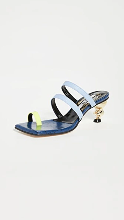 Shop House Of Holland Sunrise Sandals In Navy/multi