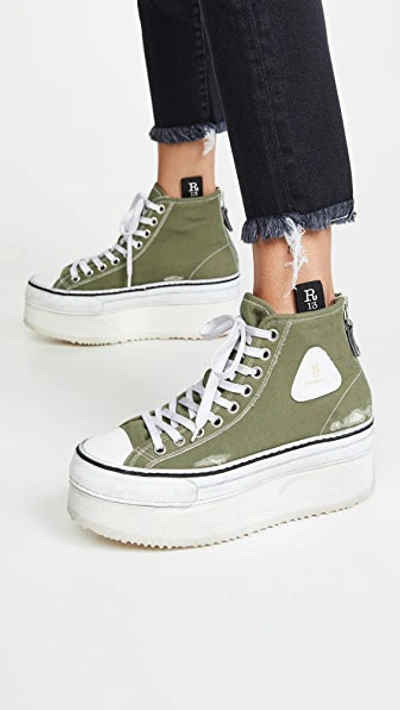 Shop R13 Platform High Top Trainers In Olive