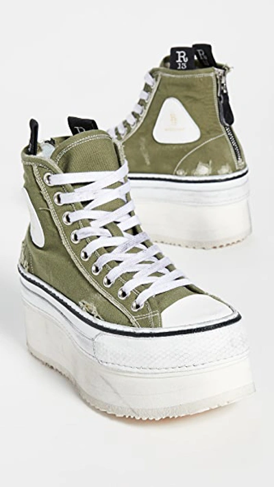 Shop R13 Platform High Top Trainers In Olive