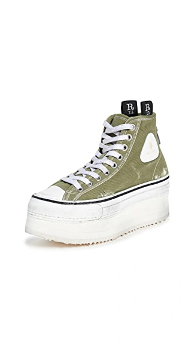 Shop R13 Platform High Top Sneakers In Olive