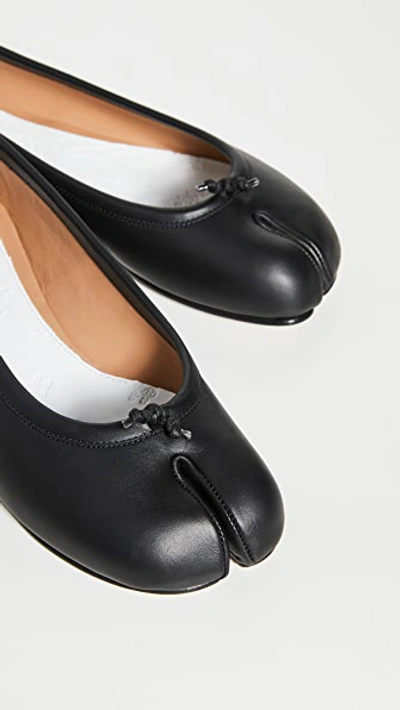 Shop Maison Margiela Leather Tabi Flats In Black