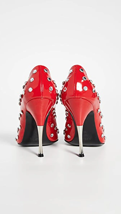 Shop Area Polka Dot Studded Pumps In Red/clear