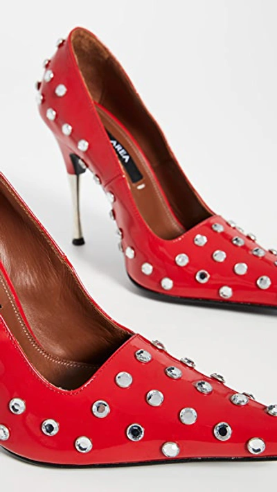 Shop Area Polka Dot Studded Pumps In Red/clear