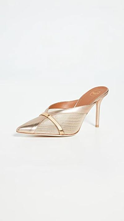 Shop Malone Souliers Bobbi Mules 85mm In Gold/gold