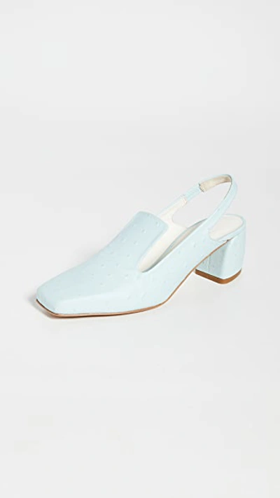 Shop Tibi Evon Ostrich Slingback In Nimbus Blue