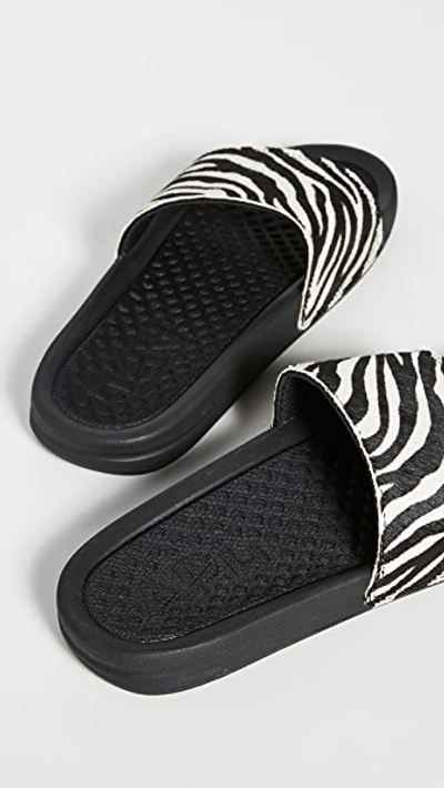 Shop Apl Athletic Propulsion Labs Iconic Calf Hair Slides In Zebra
