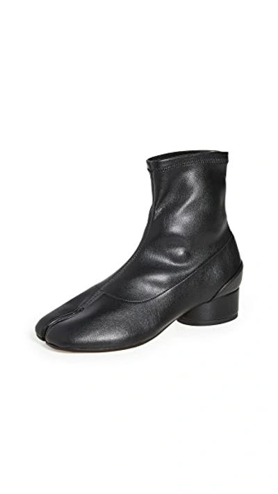 Shop Maison Margiela Tabi Faux Leather Sock Booties In Black