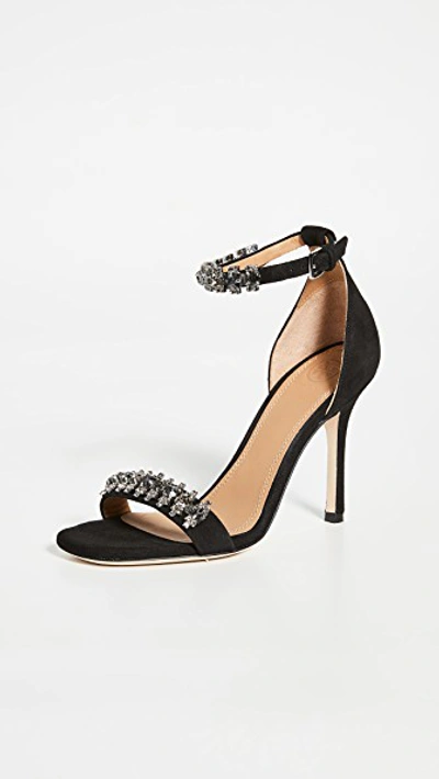 Shop Tory Burch 100mm Penelope Embellished Sandals In Perfect Black