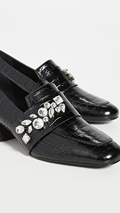Shop Freda Salvador Blossom Jewels Heeled Loafers In Black