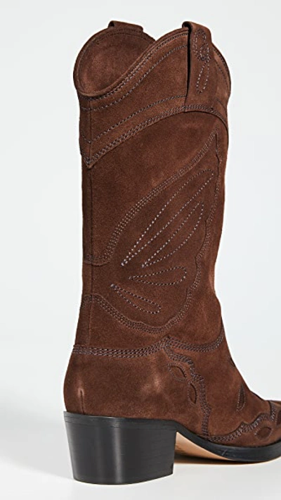 Shop Ganni High Western Boots In Mole