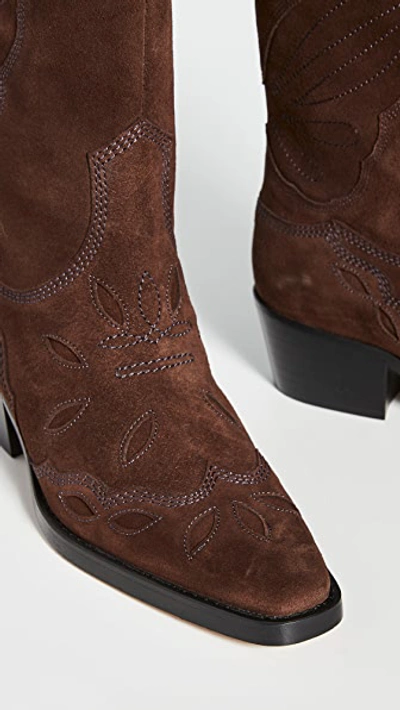 Shop Ganni High Western Boots In Mole