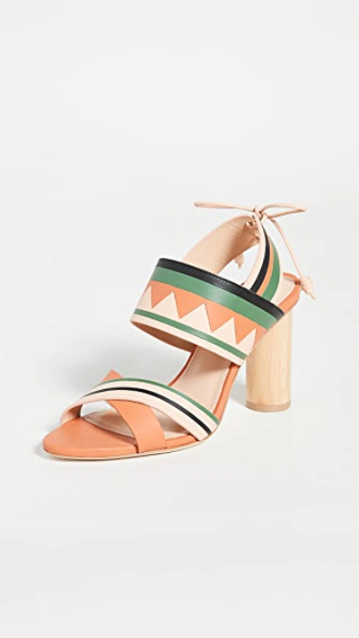 Shop Ulla Johnson Milou Heel Sandals In Seminole Patchwork