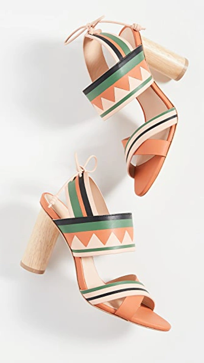 Shop Ulla Johnson Milou Heel Sandals In Seminole Patchwork