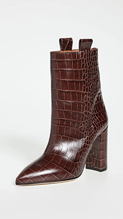 Shop Paris Texas Moc Croco Ankle Boots 100mm In Dark Brown