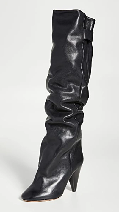 Shop Isabel Marant Lacine Wrinkled Boots In Black