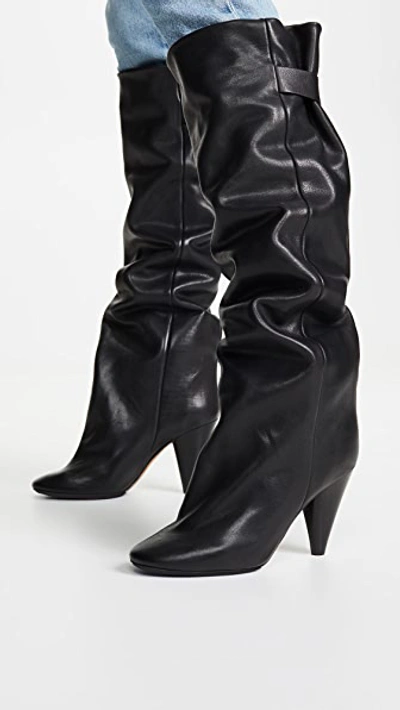 Shop Isabel Marant Lacine Wrinkled Boots In Black