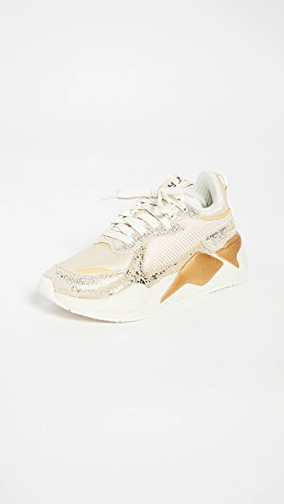 Shop Puma Rs-x Winter Glimmer Trainers In White/black/team Gold