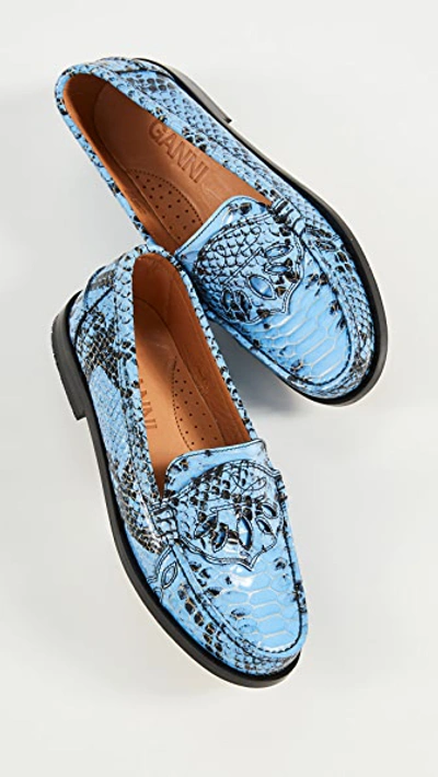 Shop Ganni Moccasin Flats In Brunnera Blue