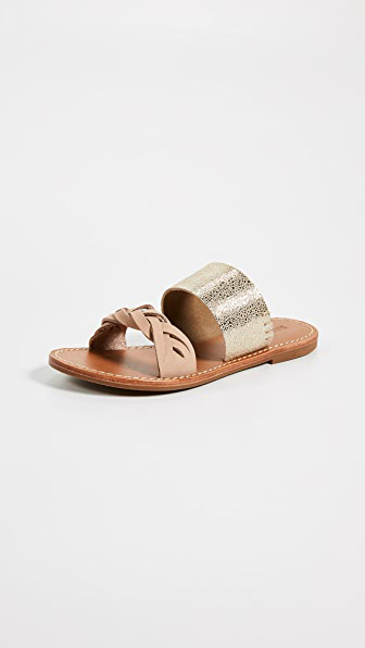 soludos metallic slide sandals
