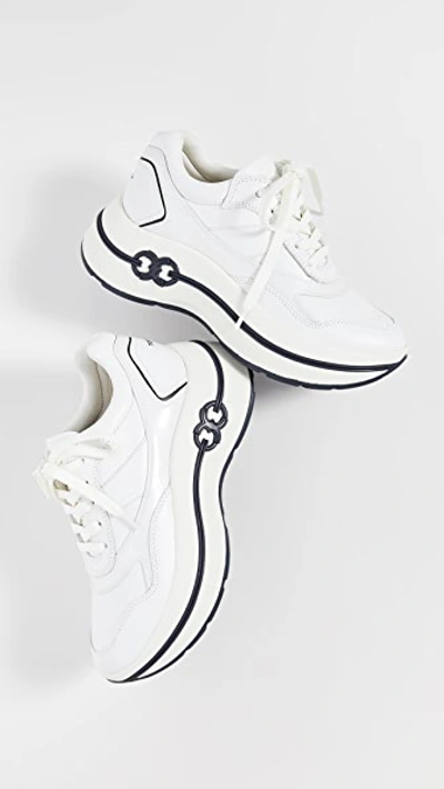 Shop Tory Burch Gemini Link Platform Sneakers In White/white