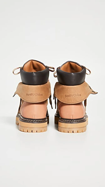 Shop See By Chloé Eileen Flat Boots In Tortora/natural