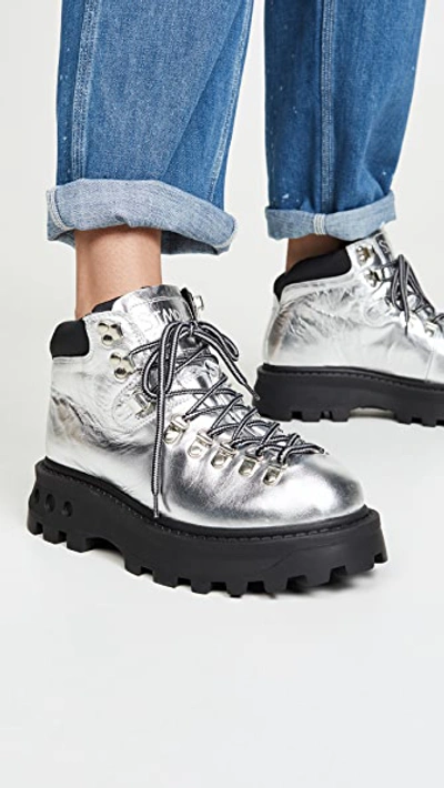 Shop Simon Miller High Tracker Boots In Silver