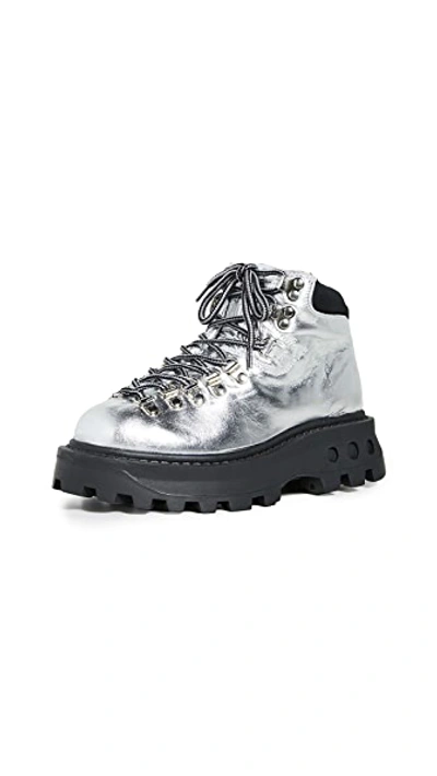 Shop Simon Miller High Tracker Boots In Silver