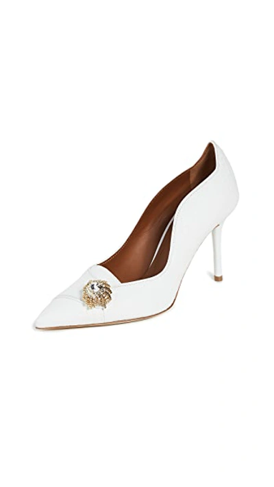 Shop Malone Souliers 85mm Alessia Pumps In White/white