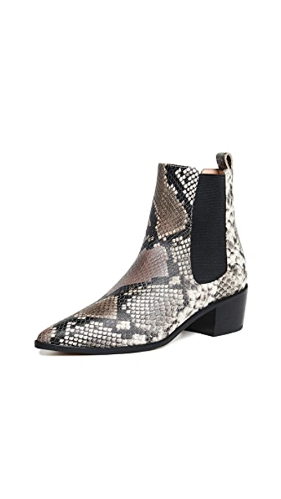 Shop Matiko Jillian Point Toe Booties In Natural Python Printed Snake