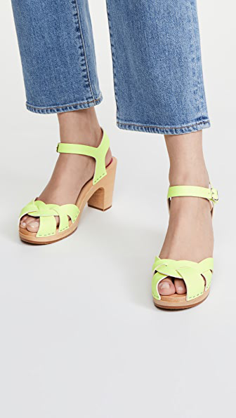 yellow swedish clogs
