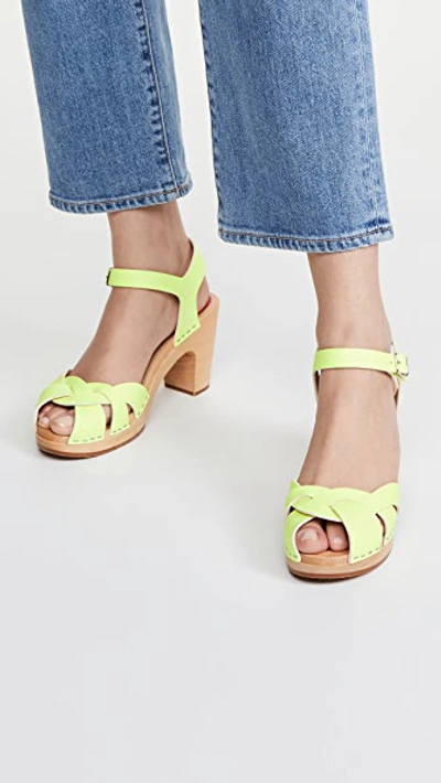 Shop Swedish Hasbeens Kringlan Clogs In Neon Yellow