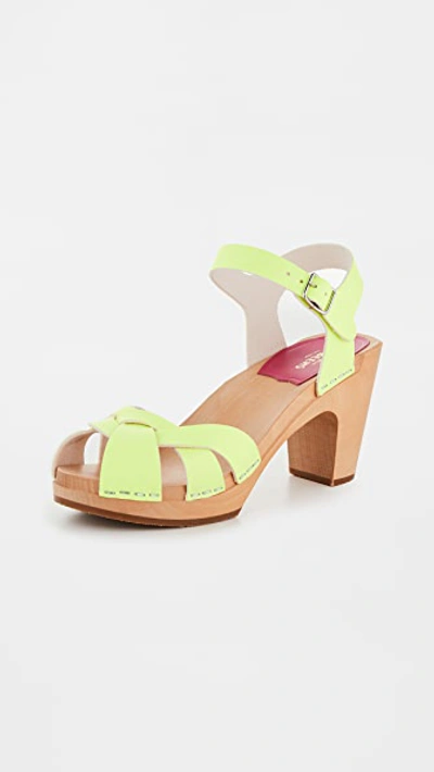 Shop Swedish Hasbeens Kringlan Clogs In Neon Yellow