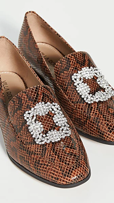 Shop Villa Rouge Patrice Brooch Loafers In Brown Multi