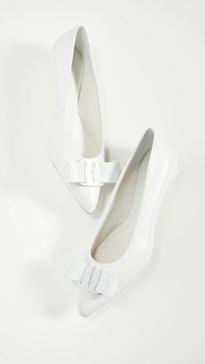 Shop Ferragamo Viva Flats In New Bianco