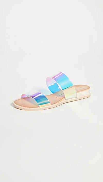 Shop Dolce Vita Payce Slide Sandals In Silver Iridescent
