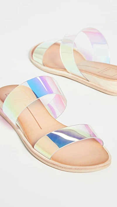 Shop Dolce Vita Payce Slide Sandals In Silver Iridescent