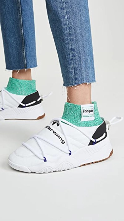 Shop Adidas Originals By Alexander Wang Aw Puff Trainers In White/core Black/print Blue