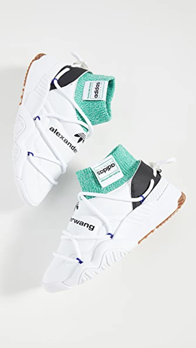Shop Adidas Originals By Alexander Wang Aw Puff Trainers In White/core Black/print Blue