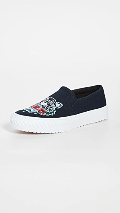 Shop Kenzo K-skate Slip-on Sneakers In Navy Blue