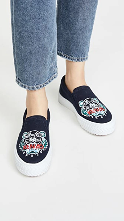 Shop Kenzo K-skate Slip-on Sneakers In Navy Blue