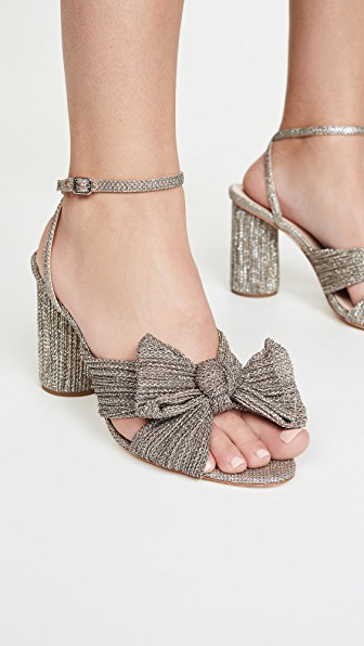 loeffler randall camellia knotted lamé sandals